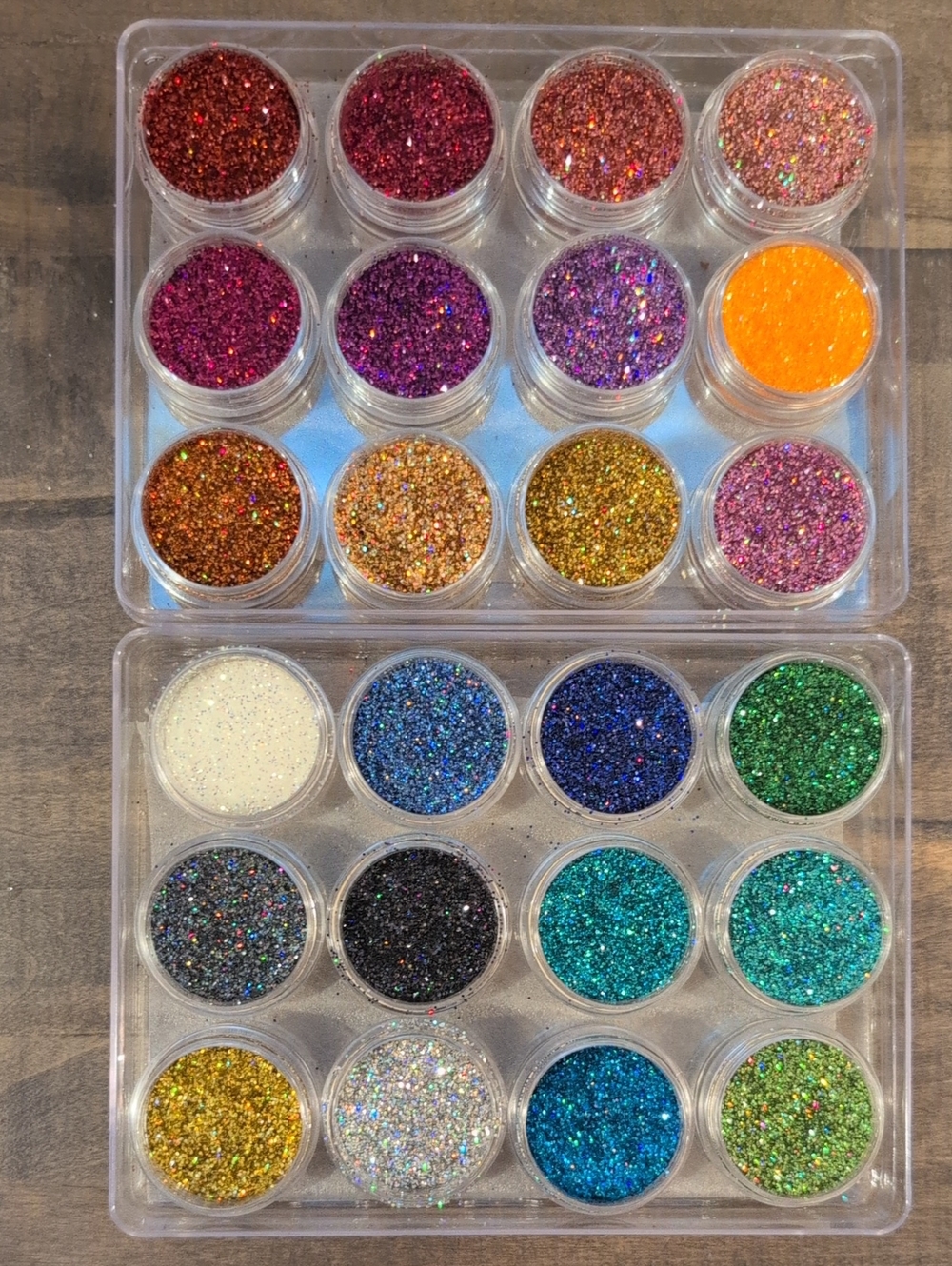Assorted Cosmetic-Grade Glitter Mix - 24 Color Set - Fine Glitter, Barely used